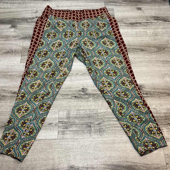 Blue Epic Bohemian Artsy Hippie Coastal Flowy Pocket Pants Yoga Joggers - Picture 3 of 13